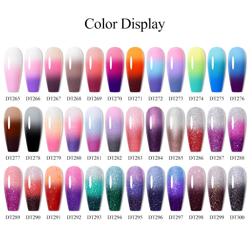 MEET ACROSS 75 Colors Thermal Nail Gel Polish 3 Colors Changing Nail Art Supplies for Manicure DIY Design Long Lasting UV/LED