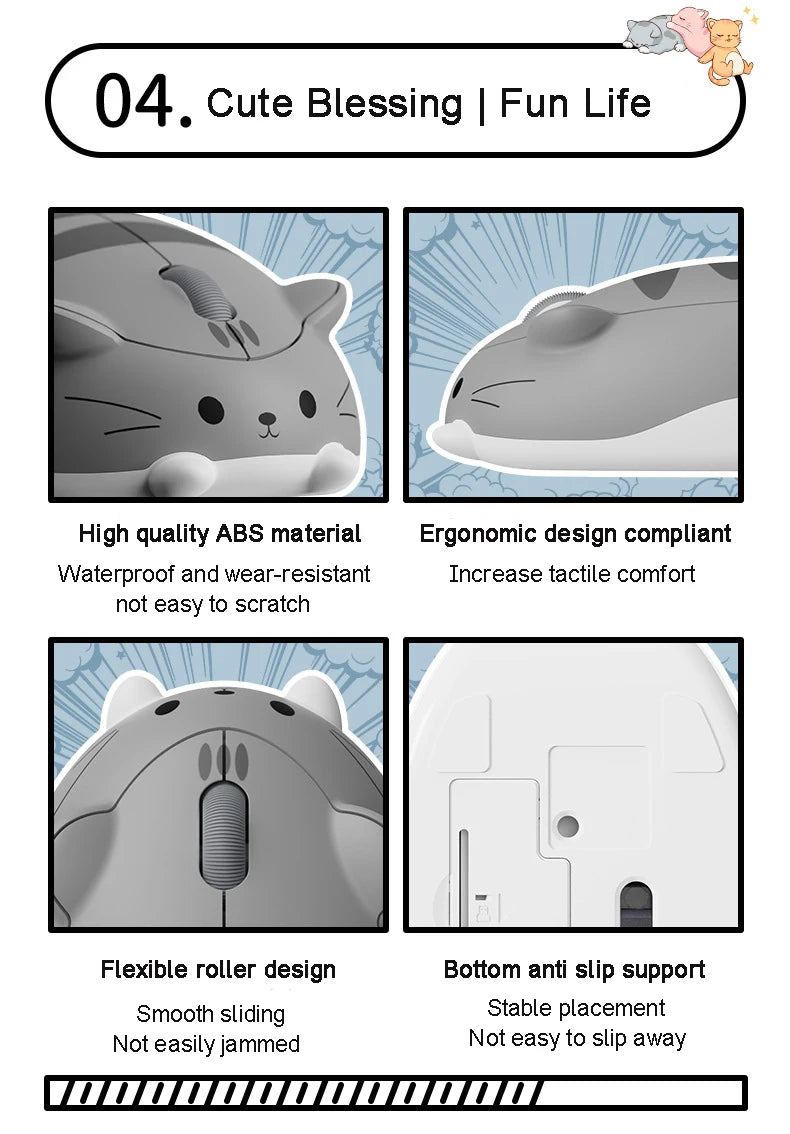 Cute Cat 2.4G Wireless Bluetooth Tri-mode Mouse Creative kitten Mause Ergonomic USB 1200 DPI Mice For PC Laptop Kid Friend Gifts