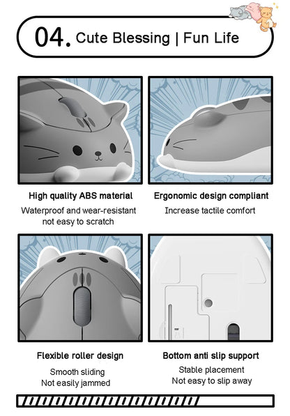 Cute Cat 2.4G Wireless Bluetooth Tri-mode Mouse Creative kitten Mause Ergonomic USB 1200 DPI Mice For PC Laptop Kid Friend Gifts