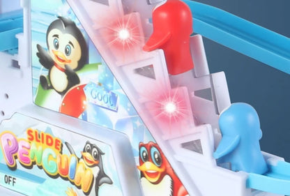 Electric Duck Track Rail Racing Slide Duckling Climbing Stairs Baby Toy LED Lights Musical Slide Roller Coaster Toys for Gift