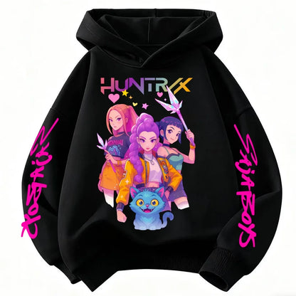 Movie KPop Demon Hunters Rumi Mira Zoey Graphic Hoodie Men's Women Korean Fashion Trend Streetwear Unisex Casual Fleece Pullover