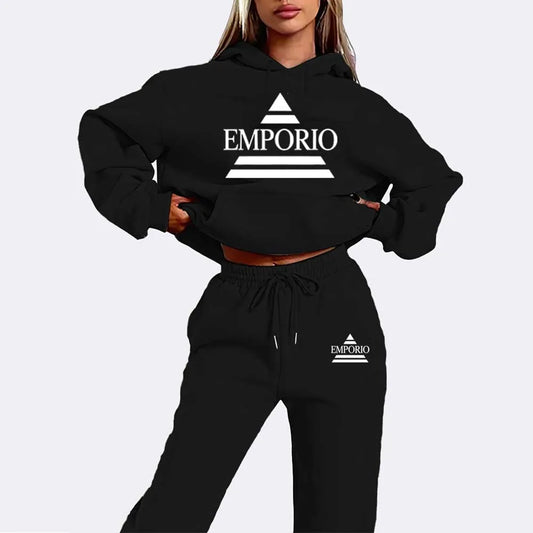 Conjunto Moletom Feminino EMPORIO - 2 Peças Outono/Inverno Estampa Geométrica