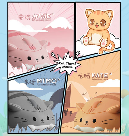 Cute Cat 2.4G Wireless Bluetooth Tri-mode Mouse Creative kitten Mause Ergonomic USB 1200 DPI Mice For PC Laptop Kid Friend Gifts