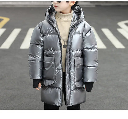 Boys Down Jacket Coat Overcoat Cotton 2022 Sliver Warm Plus Thicken Winter  Teenager Children's Clothing