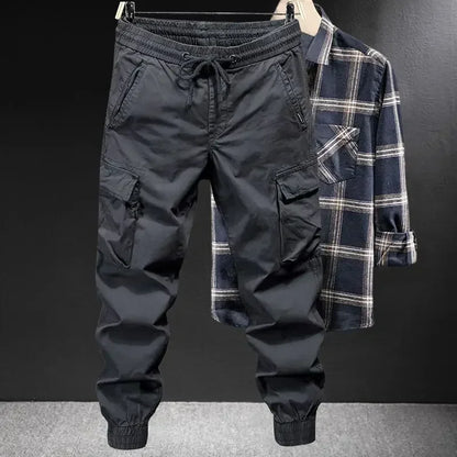 Trousers Man Motorcycle Winter Black Cargo Pants for Men Biker Fleece-lined Nylon Emo Fashion Plus Size High Quality Designer