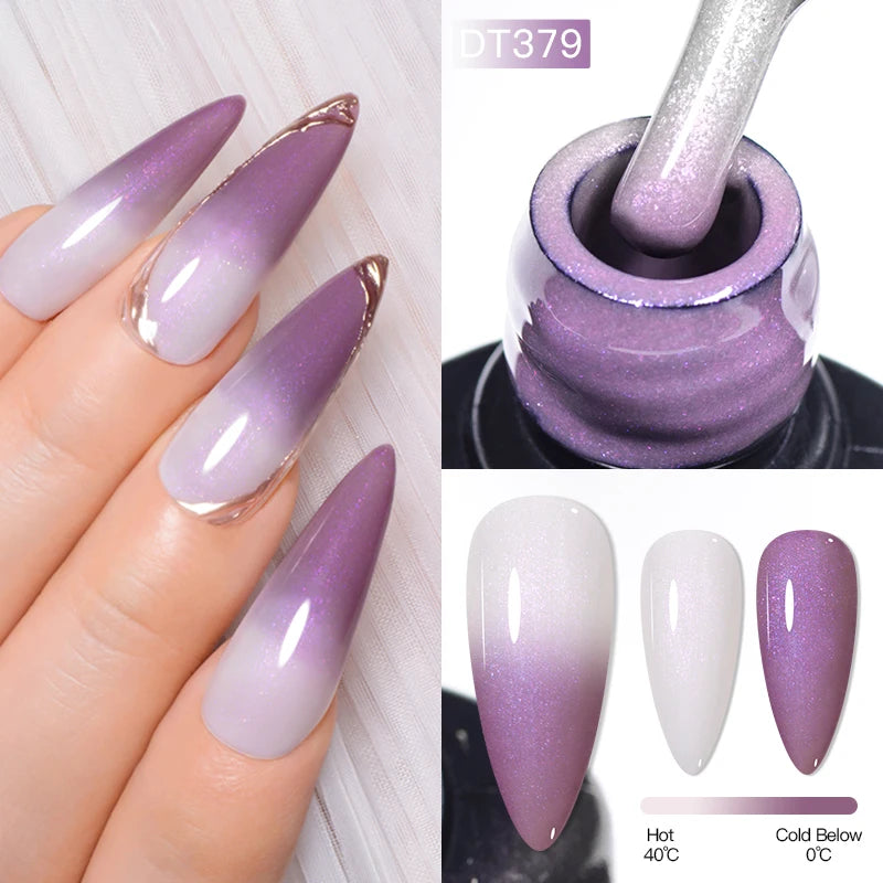 MEET ACROSS 75 Colors Thermal Nail Gel Polish 3 Colors Changing Nail Art Supplies for Manicure DIY Design Long Lasting UV/LED