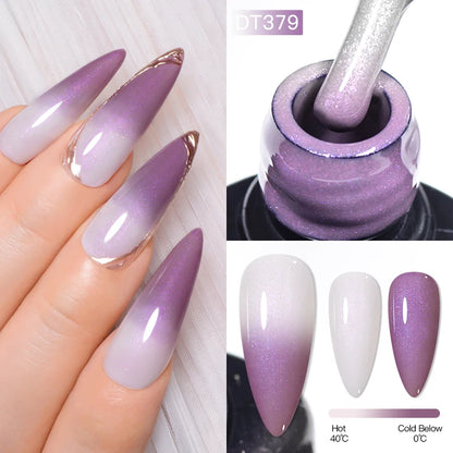 MEET ACROSS 75 Colors Thermal Nail Gel Polish 3 Colors Changing Nail Art Supplies for Manicure DIY Design Long Lasting UV/LED