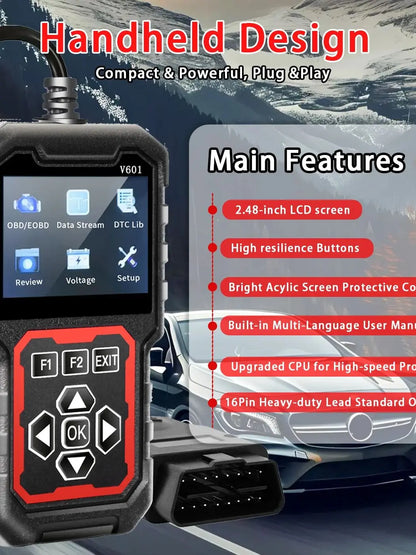Professional Obd2 Scanner, a Car Fault Code Reader Diagnostic Tool That Has Supported the Obd Ii Protocol since 1996, Supports Reading and Clearing Fault Codes, Battery Testing, No Battery Power Required, USB Powered