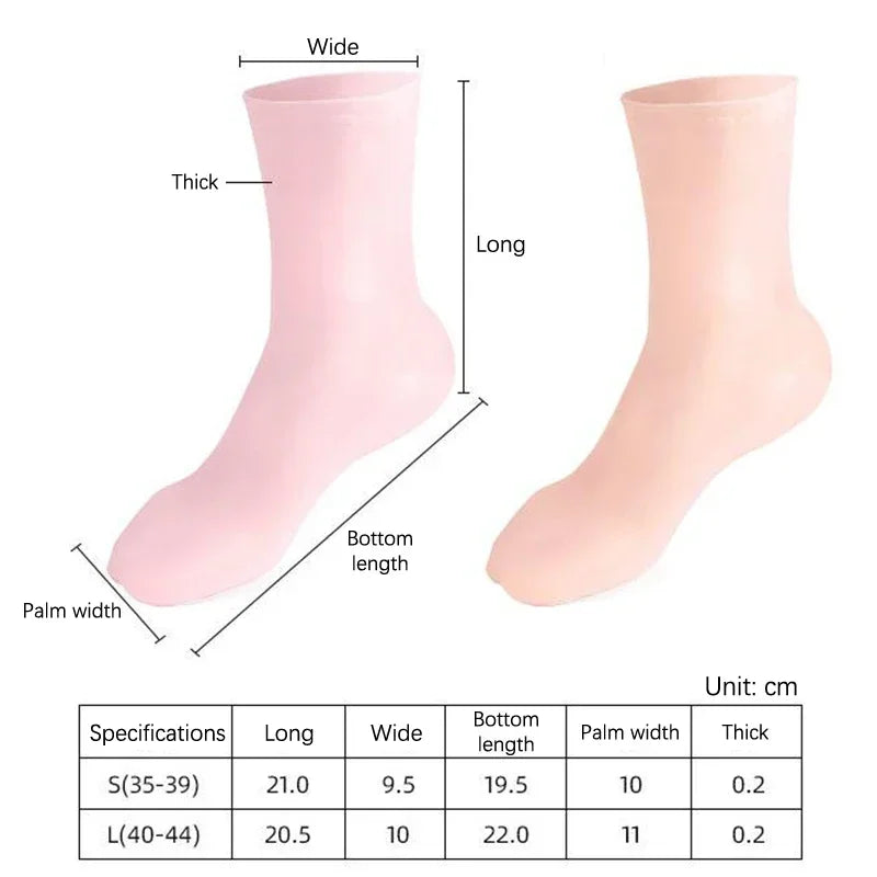 2Pcs Silicone Moisturizing Foot Socks for Dry Cracked Feet Foot Spa Treatment Socks Moisturizing Gel Socks Pedicure Foot Care