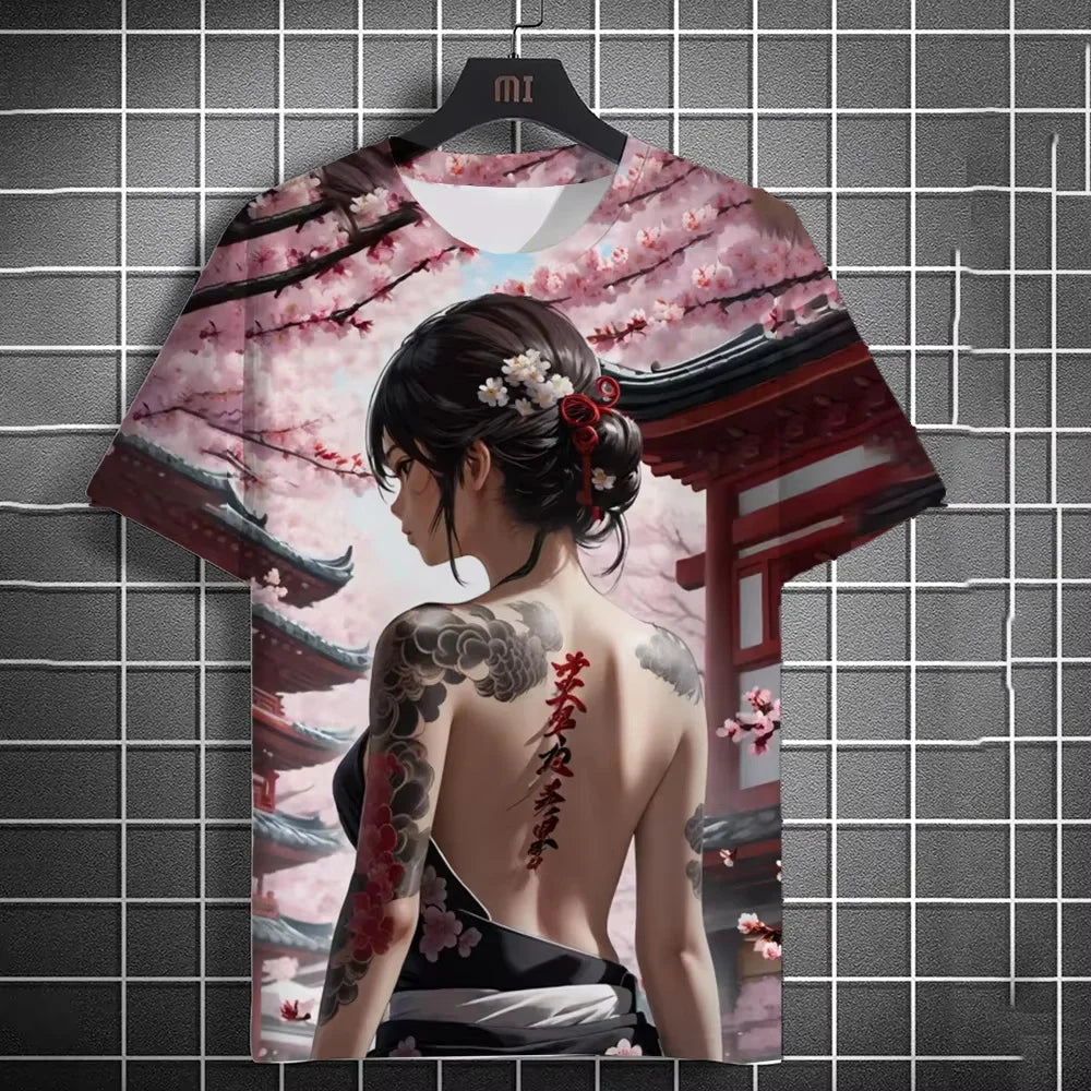 Japanese Anime Beauty 3D Print Sports Quick-dry Breathable Men T-shirt Elements Cute Outdoor Street Short-sleeve Clothing Summer