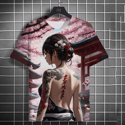 Japanese Anime Beauty 3D Print Sports Quick-dry Breathable Men T-shirt Elements Cute Outdoor Street Short-sleeve Clothing Summer