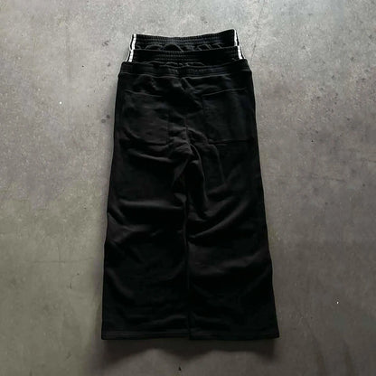 Trendy Wide Leg Pants Three Waist Letter Print Street Style Fashionable Sweatpants