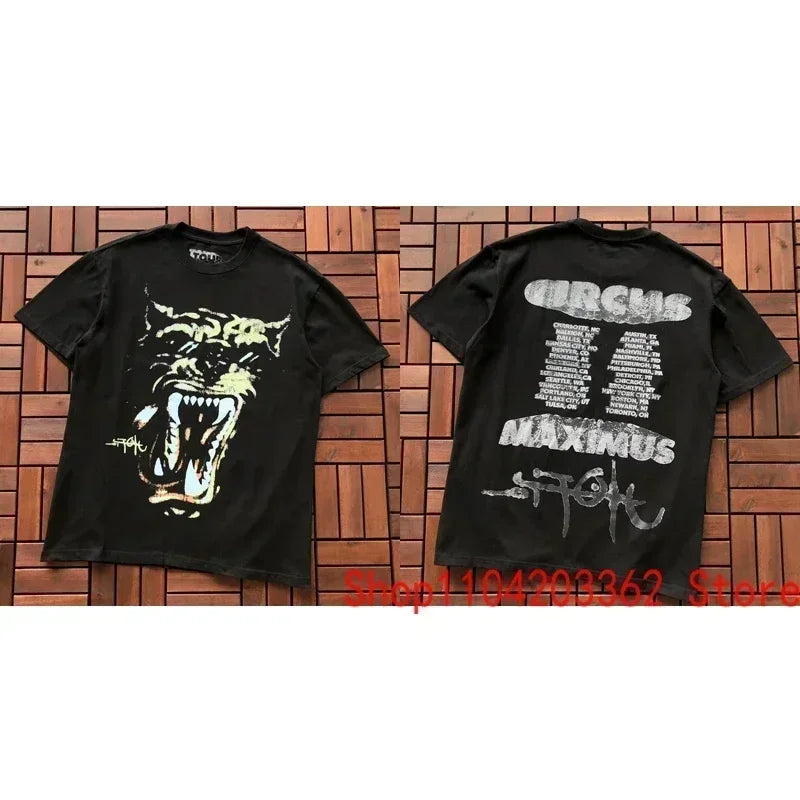 Real Photo CACTUS JACK T-shirt Vintage Grey-green Back Letter Logo Foaming Print Short Sleeve Men Women Cactus Jack Tops Tee