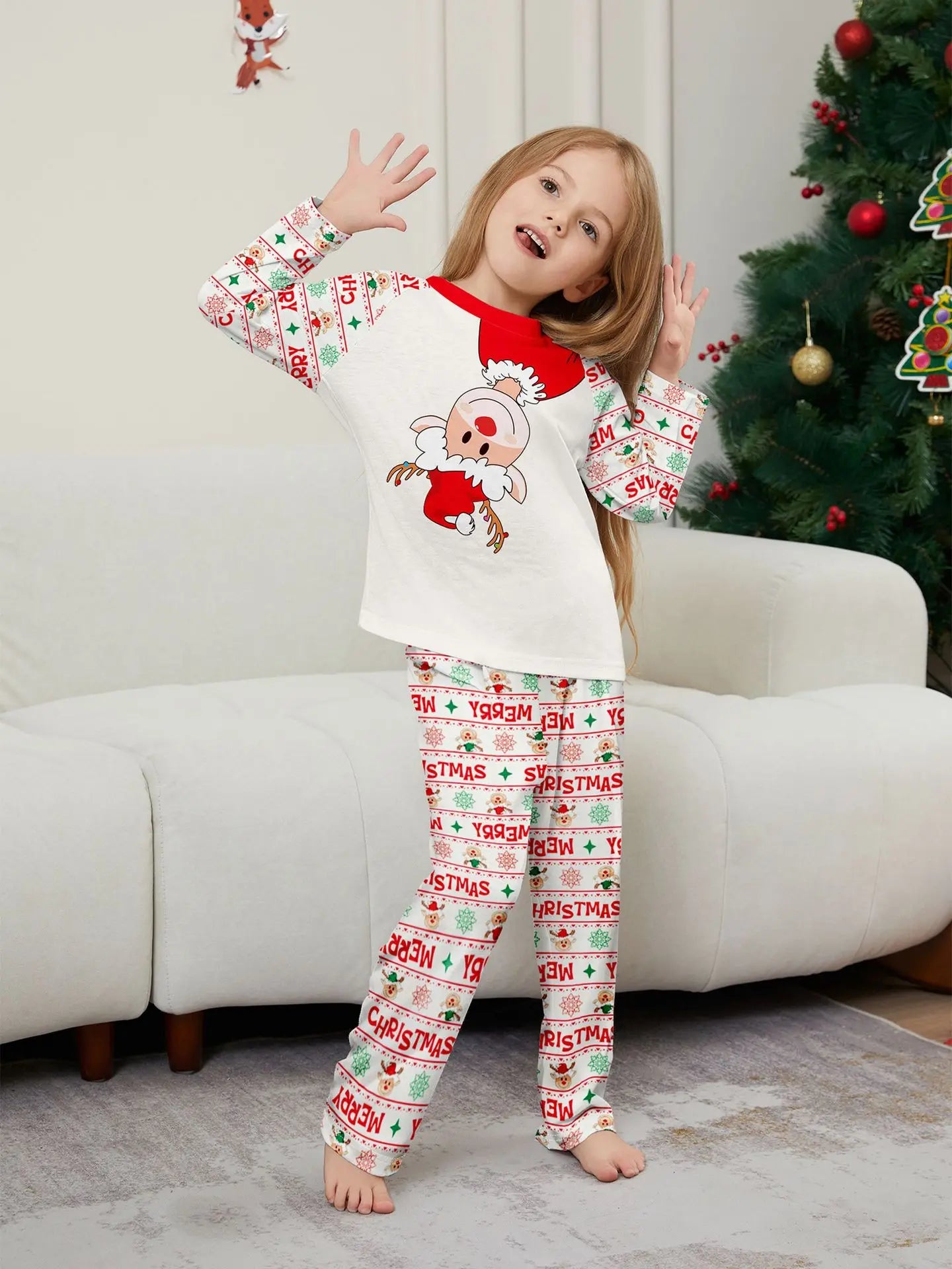 Christmas Family Matching Outfits Pajamas Clothing Sets 2024 Cartoon Print Mother Kid Baby Xmas Family Look Sleepwear Pyjamas