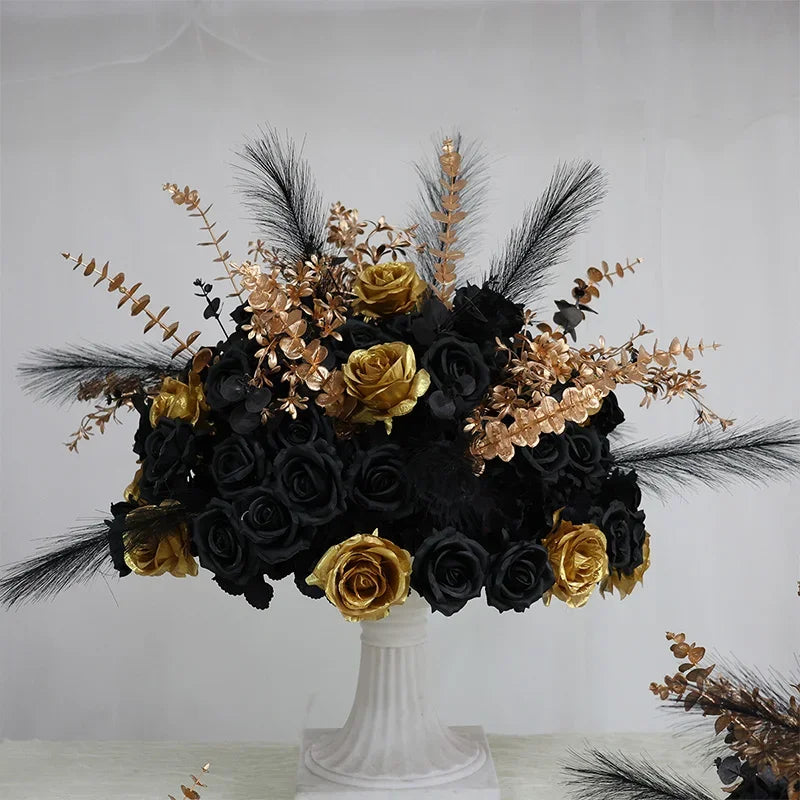 Baby blue rose delphinium Large Flower Ball Table CenterpieceEvent Wedding Decor Road Lead Artificial Floral Arrangement Bouquet