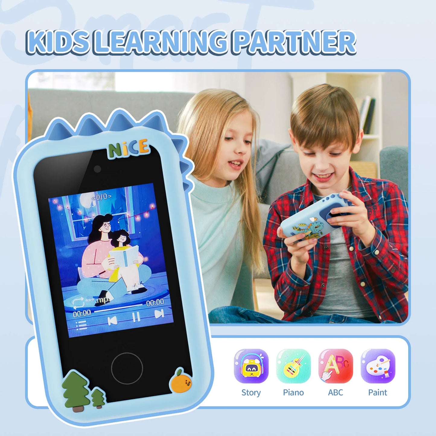 2025 New Kids Smart Phone Toy Toddler Mobile Educational Learning Dual Camera Music Player Toys For Christmas Birthday Gifts