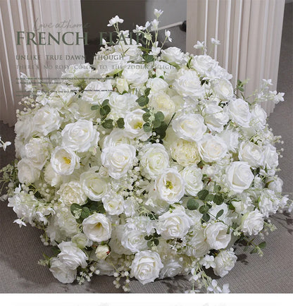 Customized hydrangea Rose Aritificial Flower Ball Road Leading White Silk Flower Ball Wedding Decoration Table Centrepiece decor
