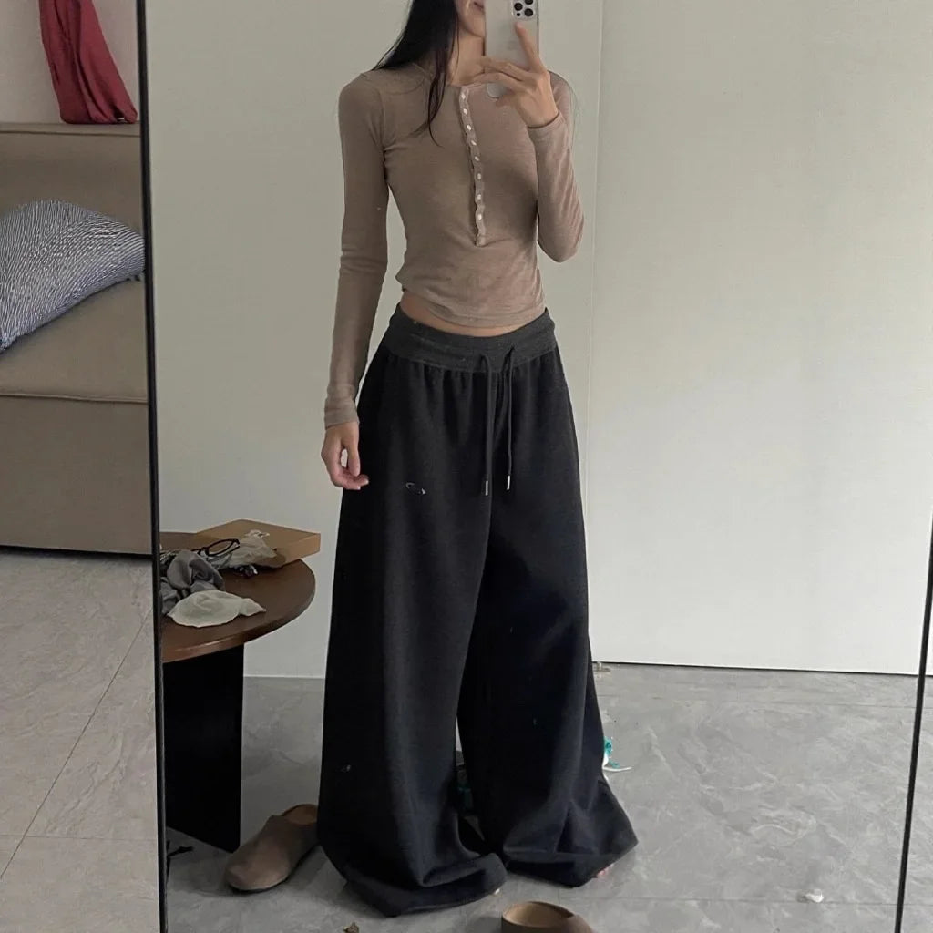 High Quality American Sporty Casual Pants Women's Loose Wide Leg Pants Jazz Dance Loose Trousers Autumn Seasonal Wear