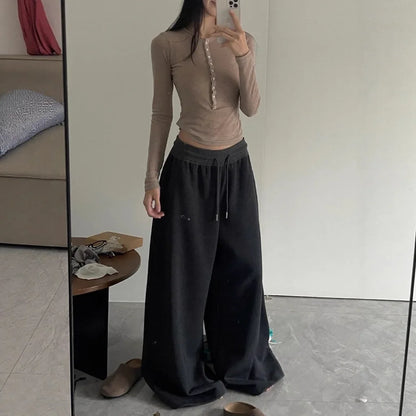 High Quality American Sporty Casual Pants Women's Loose Wide Leg Pants Jazz Dance Loose Trousers Autumn Seasonal Wear