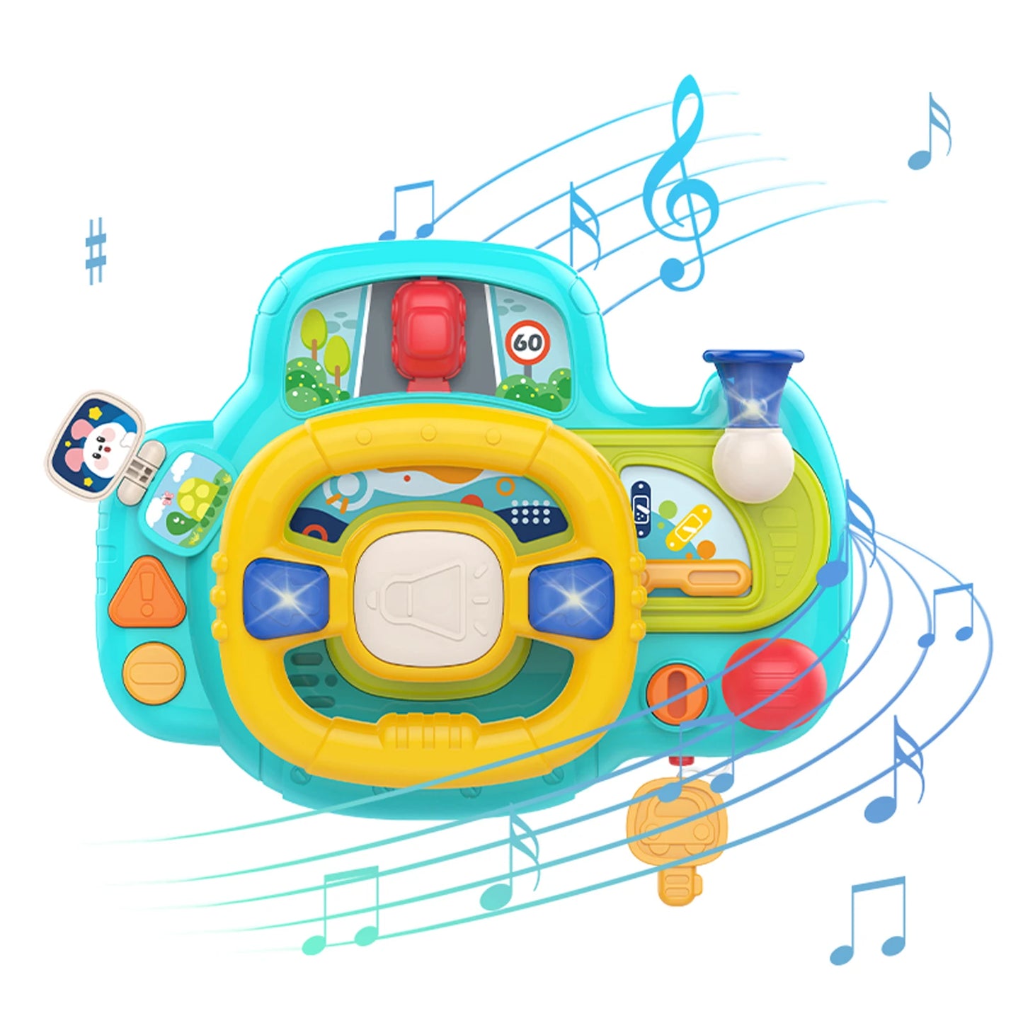 Baby Electric Steering Wheel for Stroller Simulate and Car Seats Driving Vocal Toys Educational Toys for 0-36 Months Toddlers