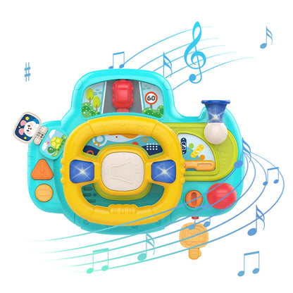 Baby Electric Steering Wheel for Stroller Simulate and Car Seats Driving Vocal Toys Educational Toys for 0-36 Months Toddlers