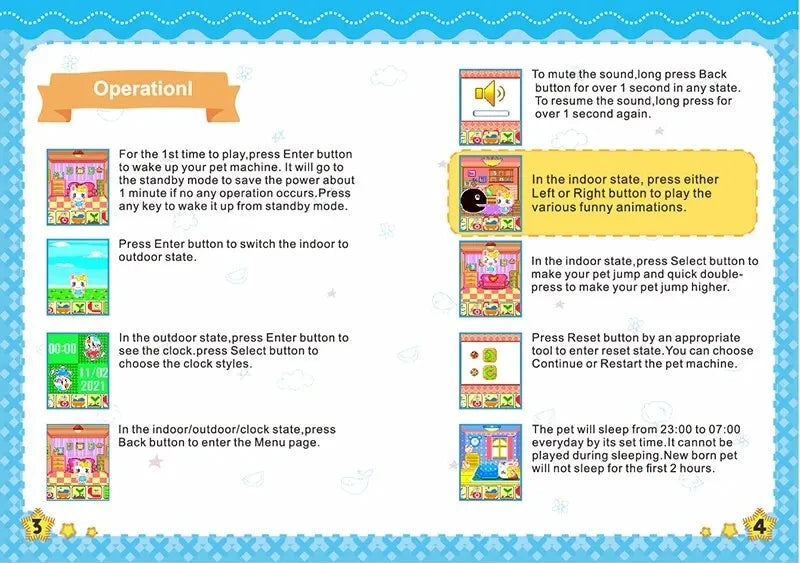 Electronic Virtual Pet With Color Screen Game Pocket Interactive Virtual Pet Dating Game Machine Kids Game Toys Girls