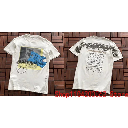 Real Photo CACTUS JACK T-shirt Vintage Grey-green Back Letter Logo Foaming Print Short Sleeve Men Women Cactus Jack Tops Tee