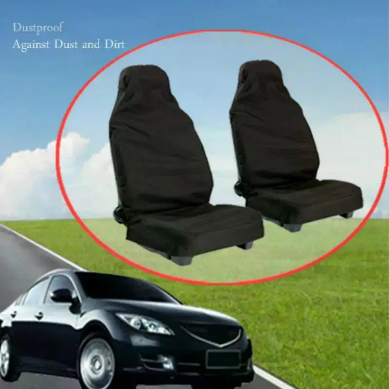 2Pcs Waterproof Polyester Universal Seat Cover Front Car Van Seat Covers Protectors Nonslip Backing Dust-proof For Cars Bus VAN