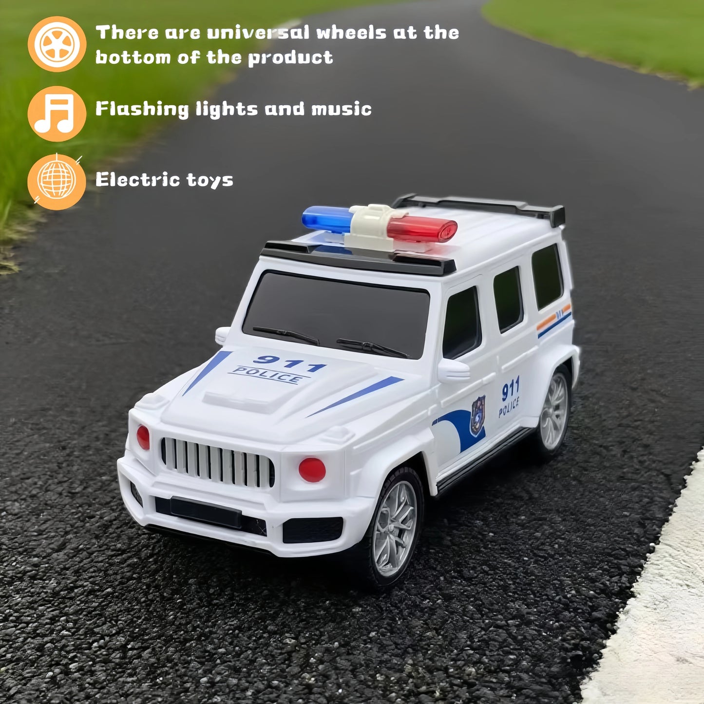 Children's electric toy car - Toy police car model, suitable for children over 3 years old/Birthday, Halloween, Christmas gifts