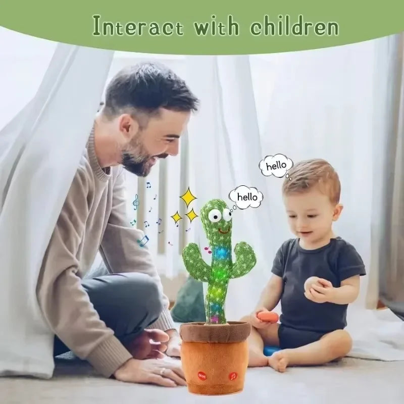 Dancing Cactus Toys Rechargeable Repeat Talking Plush Toy Singing Imitation Recording USB Baby Toy Early Education Funny Gifts