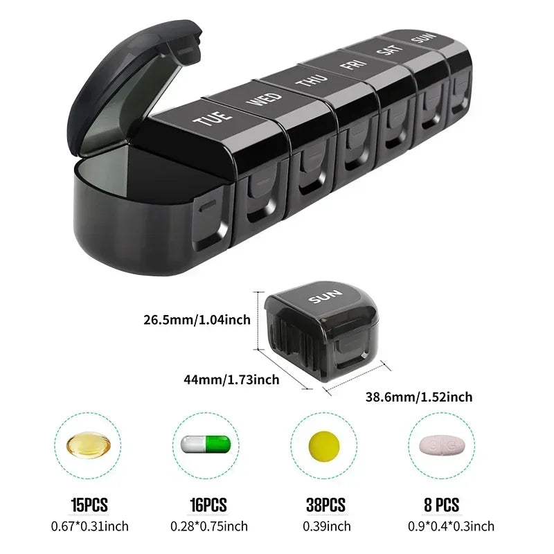 1pc Container Pill Organizer Weekly Capsule Pill Box 7 Days Weekly Separable Pillbox Tablet Holder Medicine Storage Case Drug