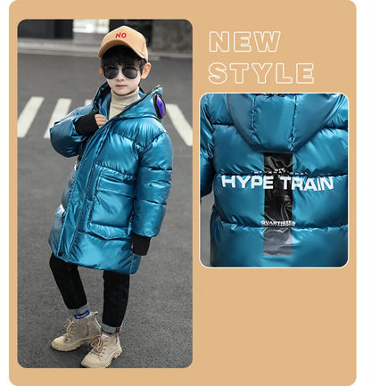 Boys Down Jacket Coat Overcoat Cotton 2022 Sliver Warm Plus Thicken Winter  Teenager Children's Clothing