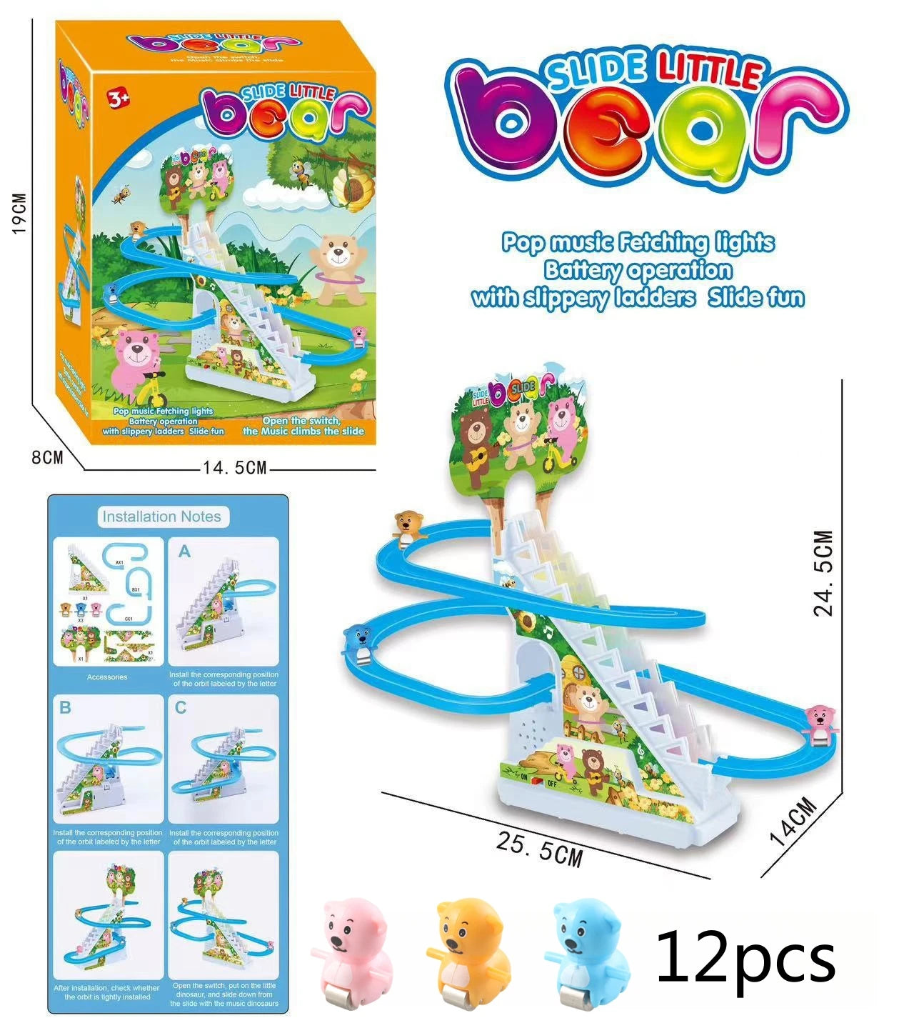 Electric Duck Track Rail Racing Slide Duckling Climbing Stairs Baby Toy LED Lights Musical Slide Roller Coaster Toys for Gift