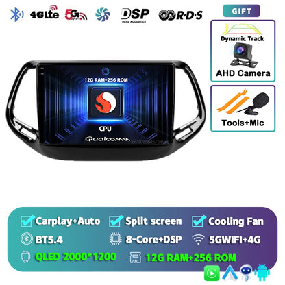 Android 15 Car Radio Multimedia Player For Jeep Compass 2017 2018 2019 Auto Carplay Car Stereo DSP wifi+4G Ai voice 2 Din BT Gps