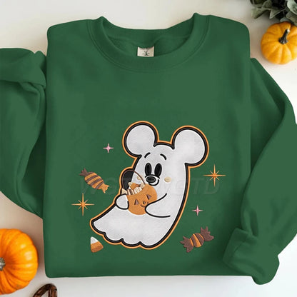 Couples Matching Halloween Sweatshirt Cartoon Cute Mickey Minnie Spooky Ghost Graphic Print Sweatshirts Halloween Couple Clothes