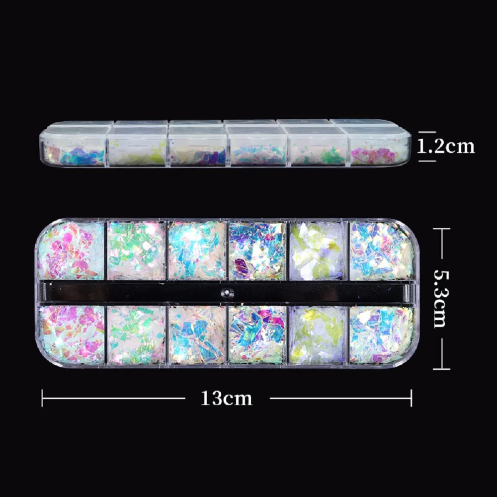Iridescent Irregular Nail Glitter Flakes Nail Art Decoration AB Mermaid Broken Glass Foil For Manicure Design Nails Accessories