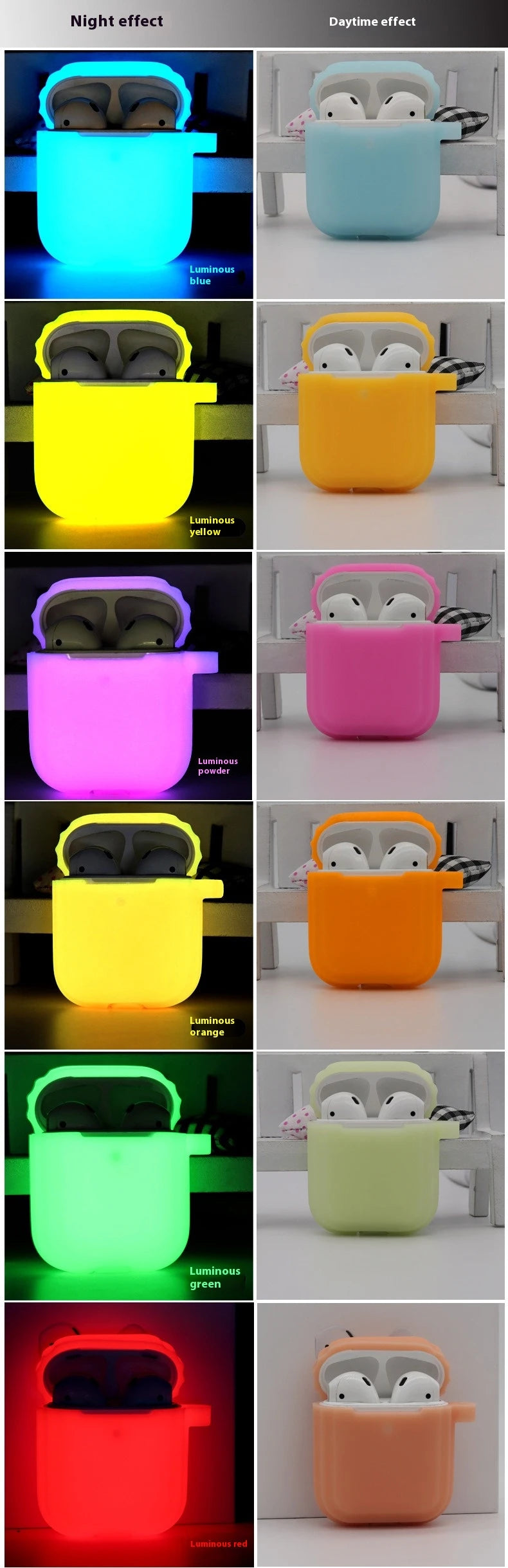 For airpods 1or2 case airpods pro 2 airpods 3 Bluetooth earphone silicone luminous protective case fluorescent earphone case