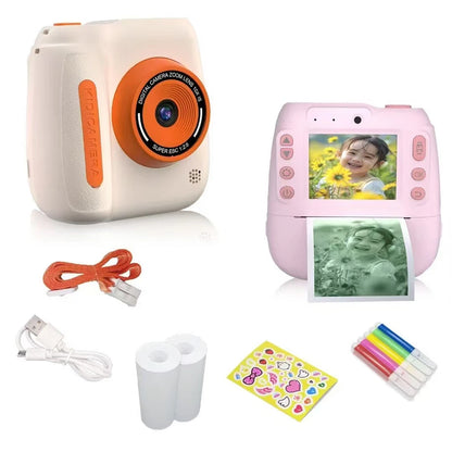 Kids Camera Toy 2.4 Inch IPS Screen 10X Zoom Dual Lens Video Recorder Instant Print Digital Camera for Kid Best Brithday Gifts