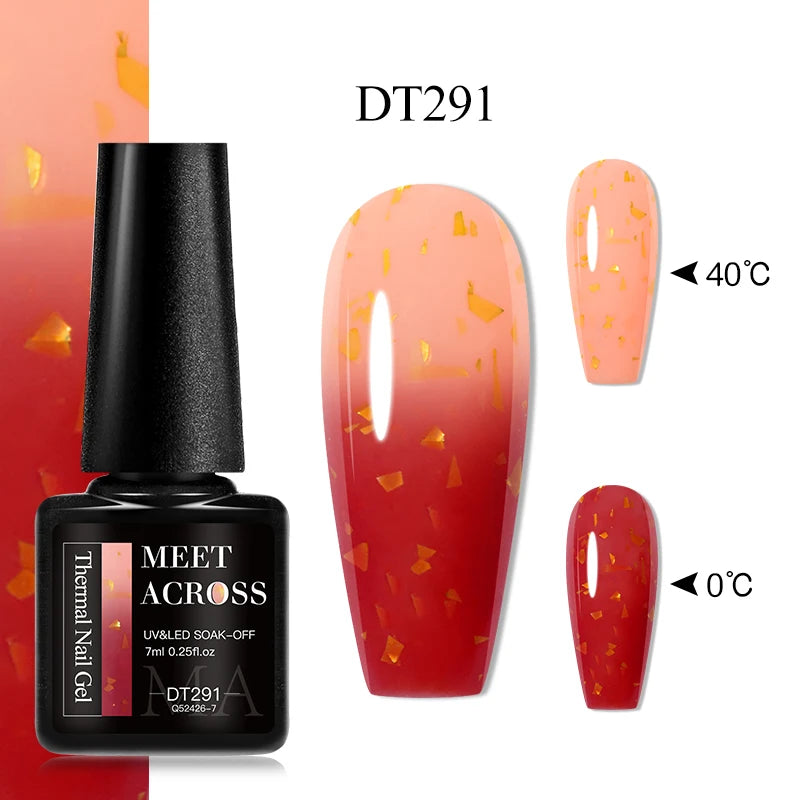 MEET ACROSS 75 Colors Thermal Nail Gel Polish 3 Colors Changing Nail Art Supplies for Manicure DIY Design Long Lasting UV/LED