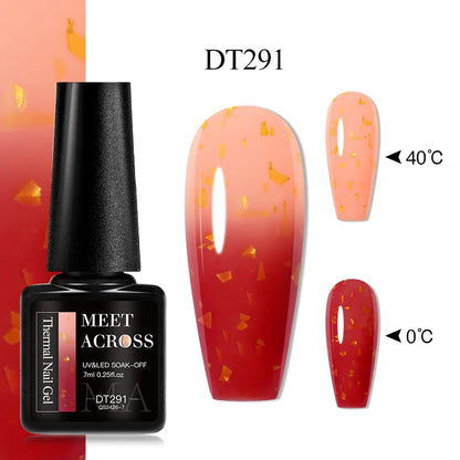MEET ACROSS 75 Colors Thermal Nail Gel Polish 3 Colors Changing Nail Art Supplies for Manicure DIY Design Long Lasting UV/LED