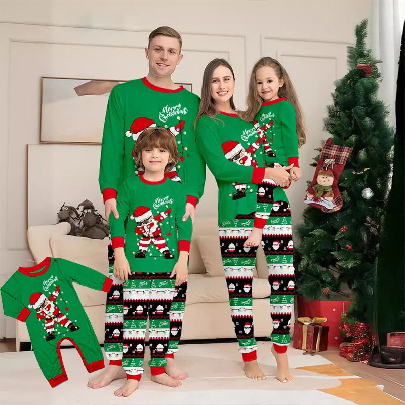 Christmas Family Matching Outfits Pajamas Clothing Sets 2024 Cartoon Print Mother Kid Baby Xmas Family Look Sleepwear Pyjamas