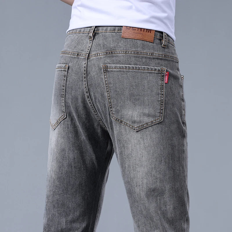 Classic five bag denim Ankle length Slim Fit Small Legs Skinny Men Stretch Jeans Vintage Men's Cropped  9 Points Retro Pants new