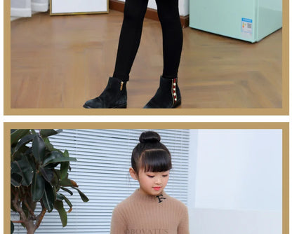 Children Winter Warm Leggings with Skirt For Girls Insulated SKinny Pants-Skirt With Bow Skirtpants Kids Baby Culottes Pants