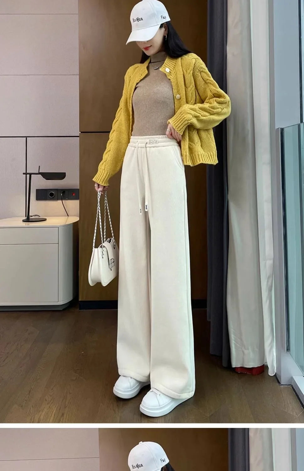 Thickened Corduroy Wide Leg Pants Women's Spring Autumn Fleece Lined Straight Narrow Version Winter Comfortable Trousers