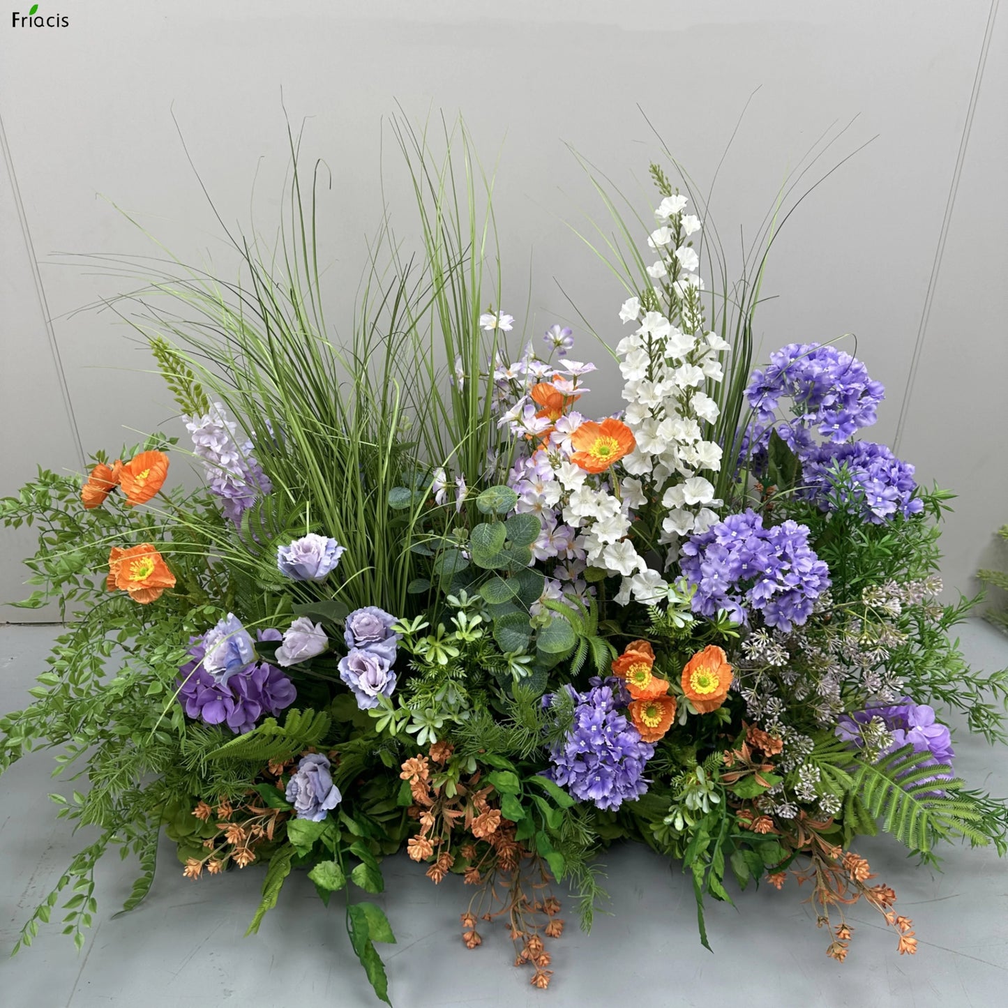 Green Plants Leaf Rose Flower Row Wedding Silk Table Floral Commercial Plaza Partition Hotel Scene Layout Floor Flowers Decor