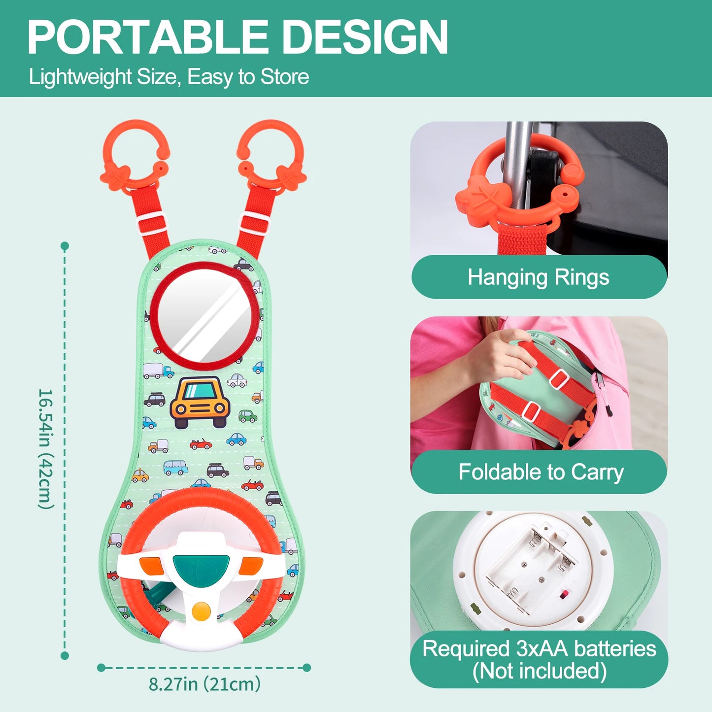 Baby Car Eletric Steering Wheel Toy with Music Simulate Driving Car Baby Seat Copilot Toys Hanging Toys for Todder 0-12M Gifts