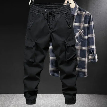Trousers Man Motorcycle Winter Black Cargo Pants for Men Biker Fleece-lined Nylon Emo Fashion Plus Size High Quality Designer