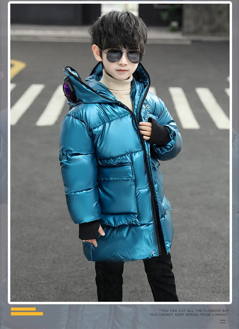 Boys Down Jacket Coat Overcoat Cotton 2022 Sliver Warm Plus Thicken Winter  Teenager Children's Clothing