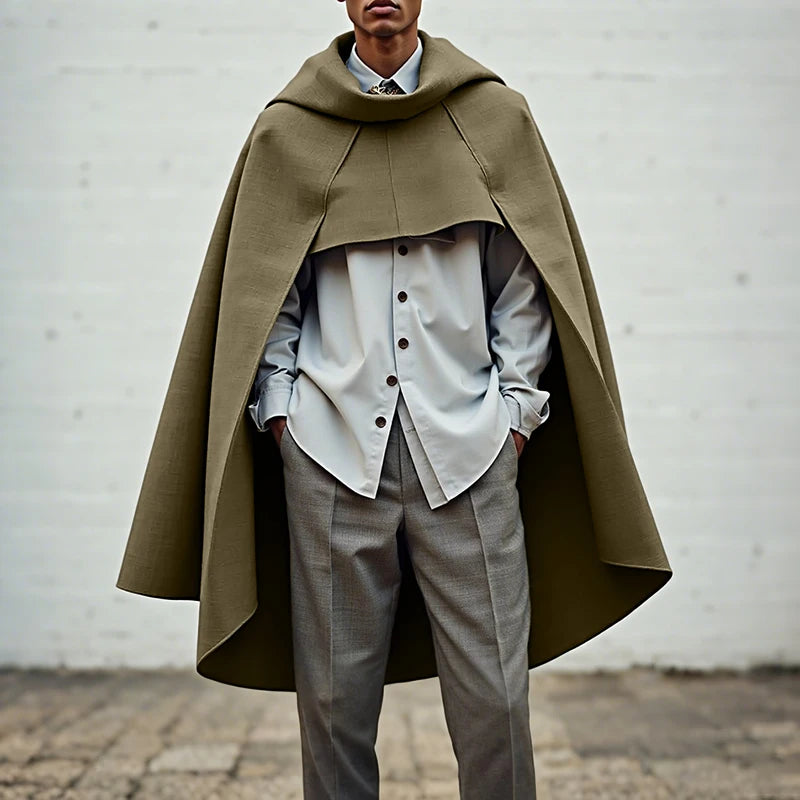 INCERUN Men Cloak Cape Solid Color Loose Casual Male Irregular Trench Streetwear 2025 Fashion Coats Long Style Ponchos Men