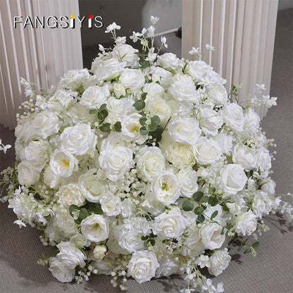 Customized hydrangea Rose Aritificial Flower Ball Road Leading White Silk Flower Ball Wedding Decoration Table Centrepiece decor
